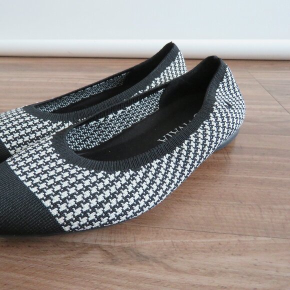 VIVAIA Tamia Round-Toe Ballet Flats in Black White Houndstooth Academia Preppy - Picture 3 of 14